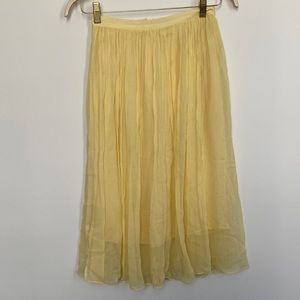 Christine Alcalay yellow silk pleated midi skirt